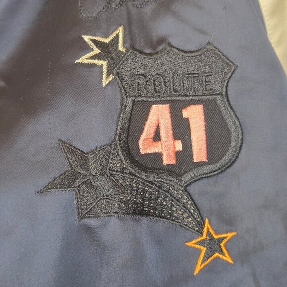 Coach Size 2 Reversible Bomber Varsity Jacket Navy White Penguin  Snap Front - Picture 3 of 16